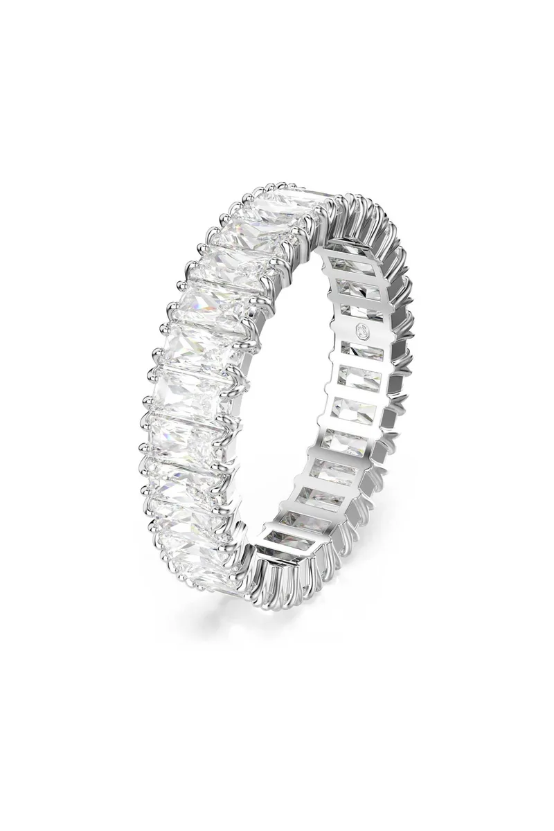 Swarovski γυναικείο δαχτυλίδι κοπή baguette, λευκό, φινίρισμα σε ασημένιο τόνο "Matrix" (58) - 5714332