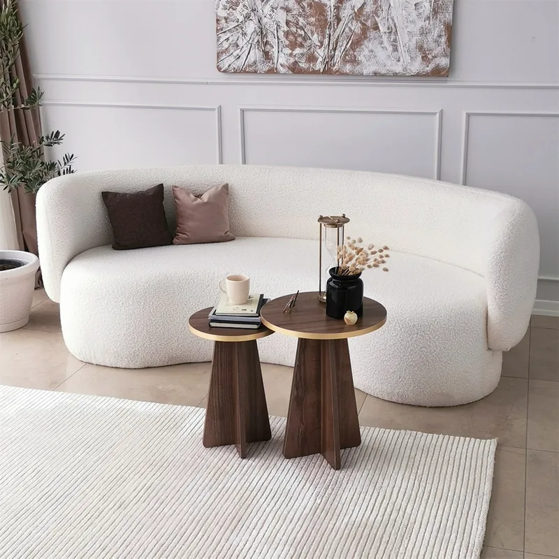 Σετ Τραπέζι Σαλονιού Mushroom 2 - Χρυσό, Walnut 552Nos2374 (40x50x40)