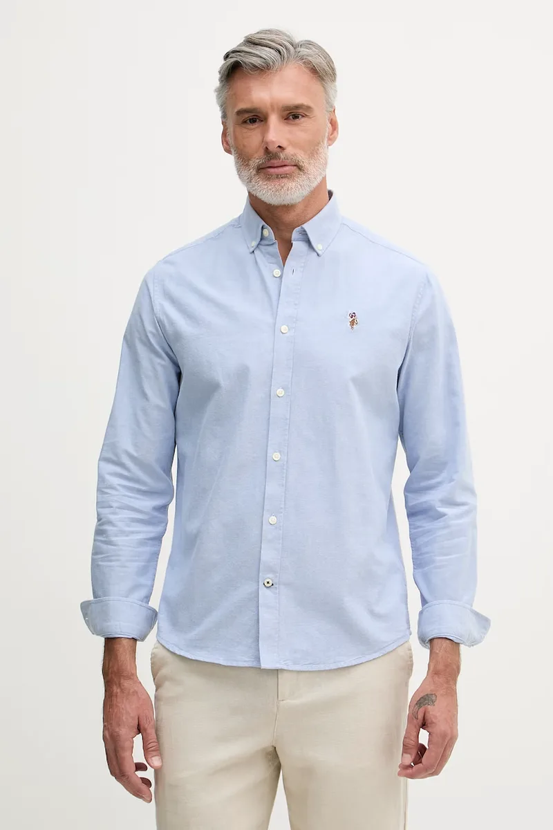 U.S. Polo Assn. Πουκάμισο ανδρικό βαμβάκι PEACHED OXFORD LS