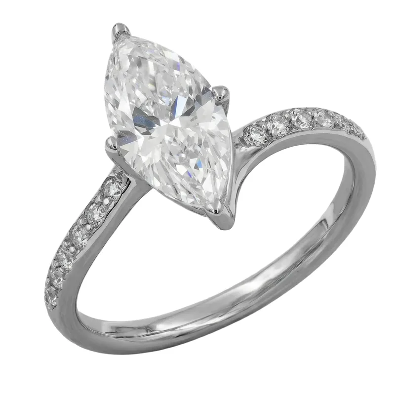 Δαχτυλίδι με Marquise Lab Grown Diamond & πλαϊνές πέτρες 056708 056708 Χρυσός 14 Καράτια