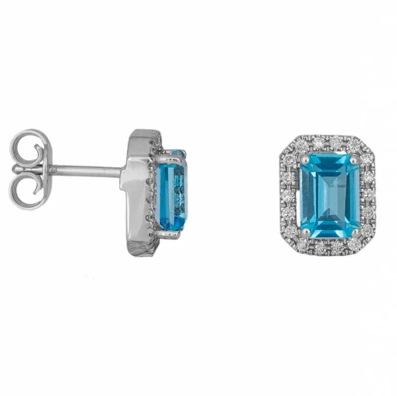 Λευκόχρυσα σκουλαρίκια ροζέτες Κ18 με Topaz 034258 034258 Χρυσός 18 Καράτια