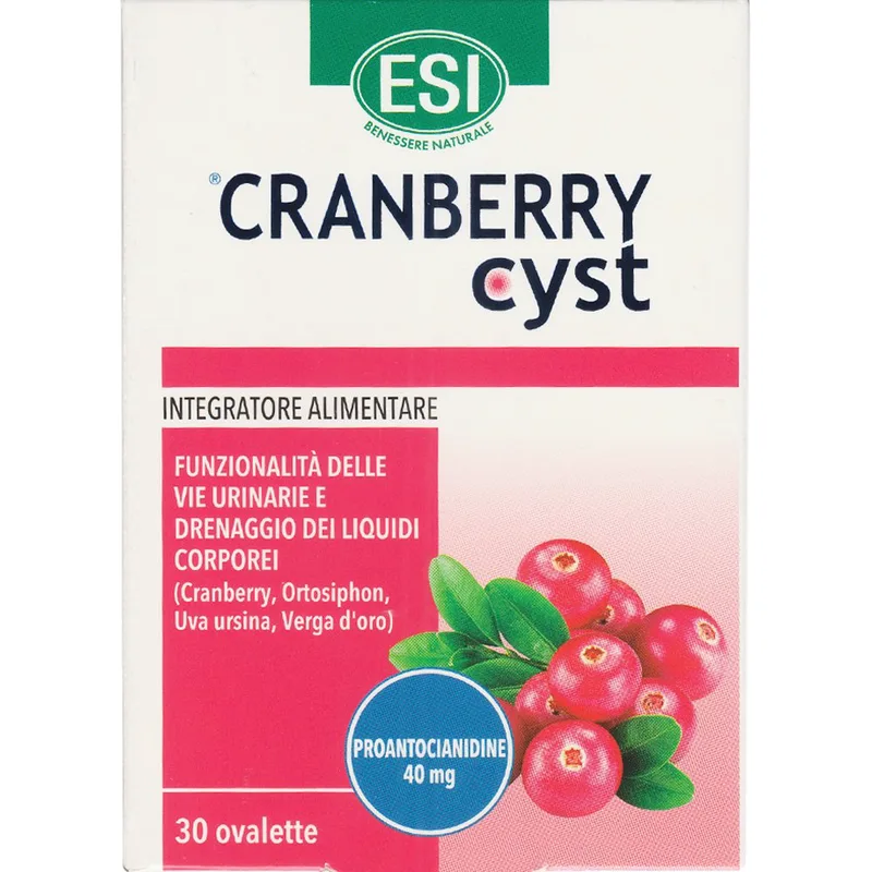 Esi Cranberry Cyst Συμπλήρωμα Διατροφής Εκχυλίσματος Καρπών Cranberry & Βοτάνων για την Καλή Λειτουργία του Ουροποιητικού & Αντιμετώπιση της Κατακράτησης Υγρών 30tabs