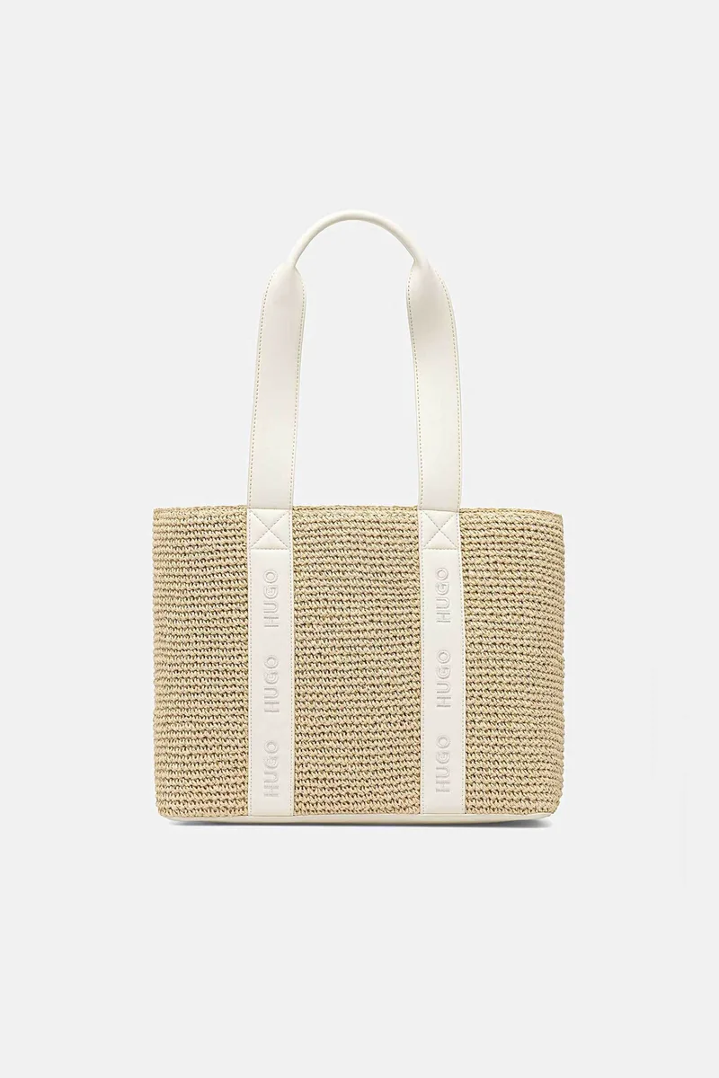 Hugo Boss γυναικεία ψάθινη τσάντα tote με λογότυπο "Becky" - 50563016 Μπεζ