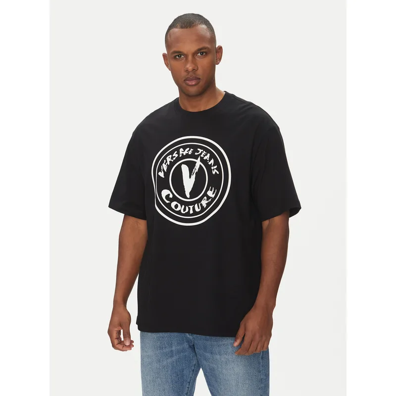 Versace Jeans Couture T-Shirt 78GAHE08 Μαύρο Regular Fit