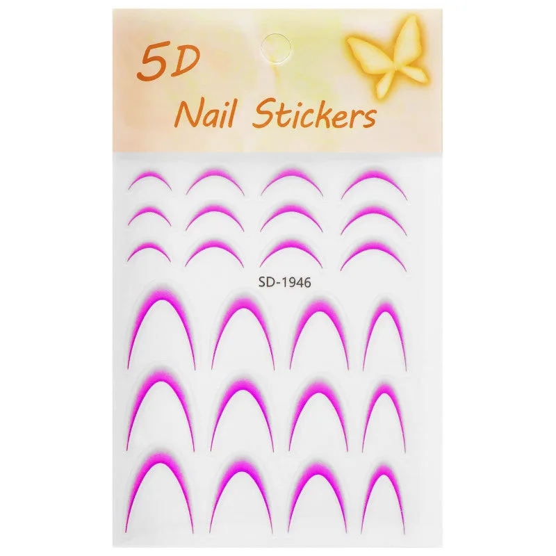 Self-adhesive stickers for French manicure DeniCarte, various colors Purple