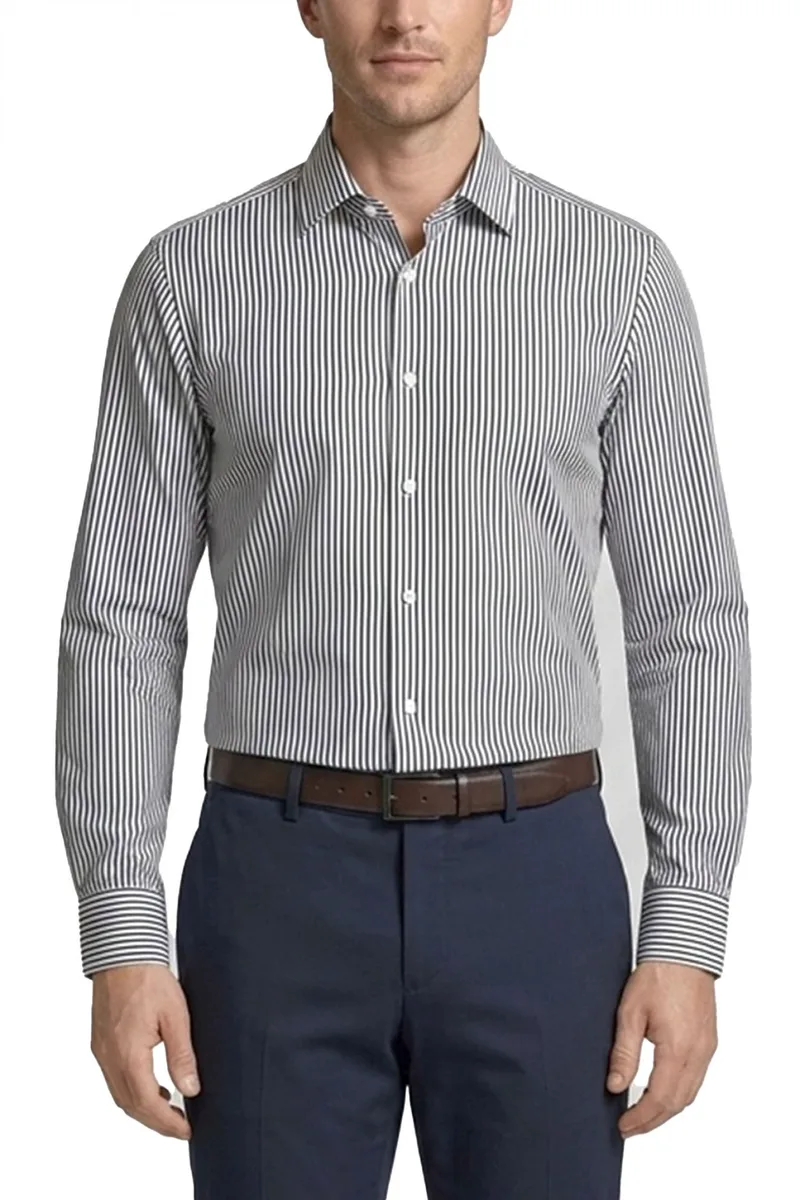 BOSS ΠΟΥΚΑΜΙΣΟ ΡΙΓΕ REGULAR FIT EASY IRON H-JOE-K-C1-261 ΛΕΥΚΟ-ΜΑΥΡΟ