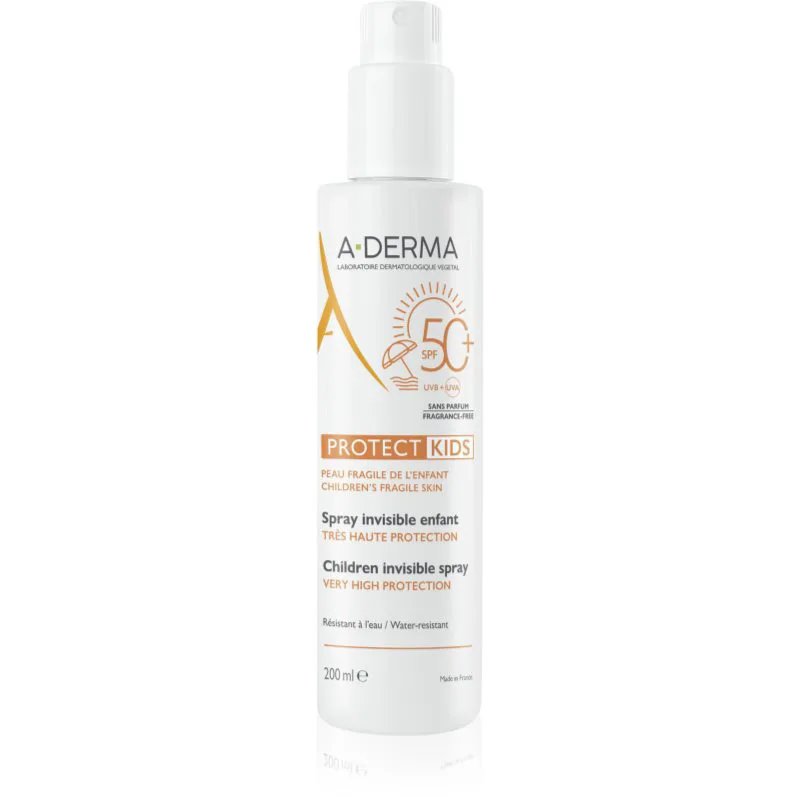 A-Derma Protect Kids Children Invisible Spray προστατευτική αντηλιακή λοσιόν σε σπρέι SPF 50+ για παιδιά 200 ml