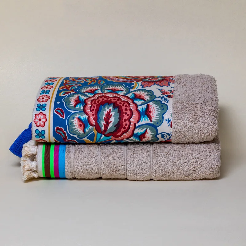 Πετσέτες Προσώπου (Σετ 2τμχ) White Fabric Karpathos Multi 600gsm