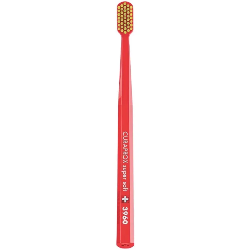 Curaprox CS 3960 Super Soft Toothbrush Πολύ Μαλακή Οδοντόβουρτσα με Εξαιρετικά Απαλές & Ανθεκτικές Ίνες Curen για Αποτελεσματικό Καθαρισμό 1 Τεμάχιο - Κόκκινο/ Κίτρινο