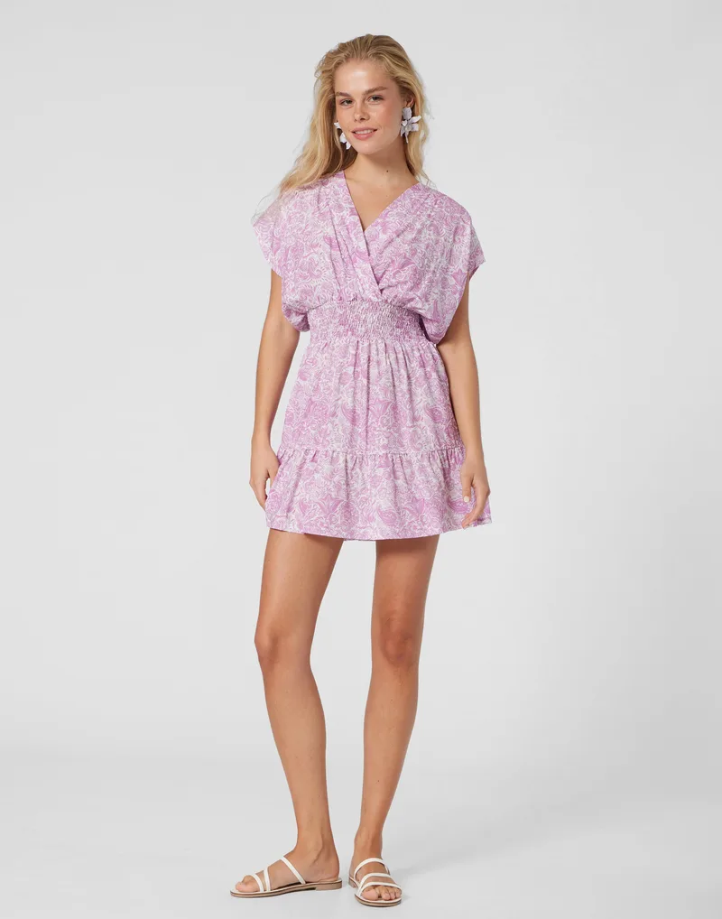 WOMEN'S SHORT DRESS PAISLEY LILLAC
