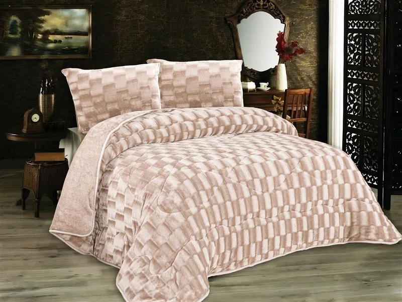 Κουβερτοπάπλωμα Fleece Μονό 160x220εκ. 1940 Mocha DimCol (Ύφασμα: Polyester, Χρώμα: Μόκα) - DimCol - 33421006041
