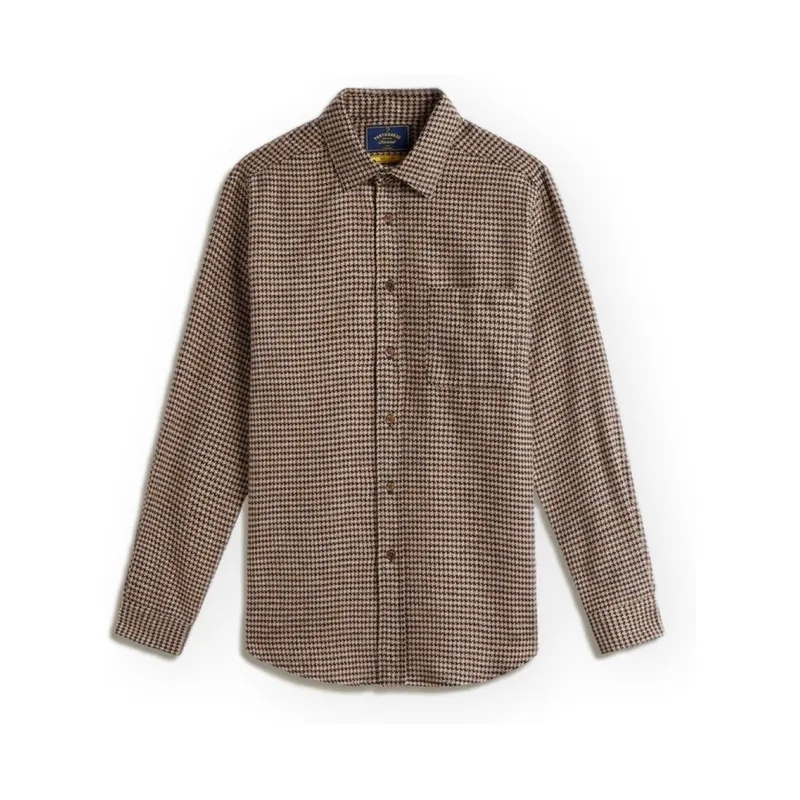 Πουκάμισο με μακριά μανίκια Portuguese Flannel Abstract Pied Poule Shirt - Navy