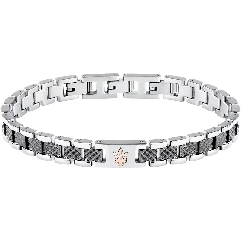Δίχρωμο ανδρικό βραχιόλι Maserati Iconic Stainless Steel JM225AVD86 JM225AVD86 Ατσάλι