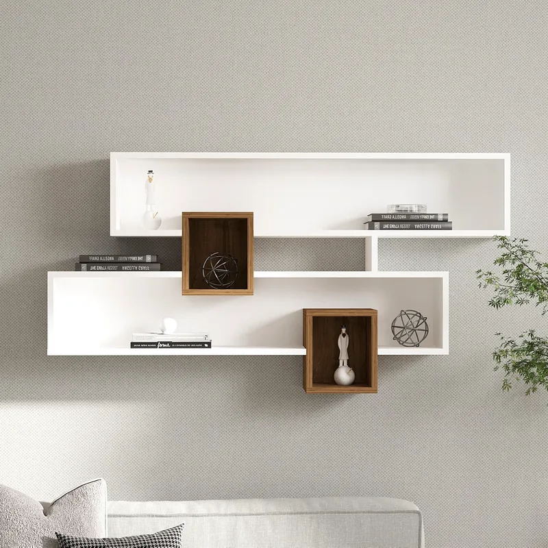 Ράφι Τοίχου Karen - Walnut, White 835Puq1607 (120x75x22)