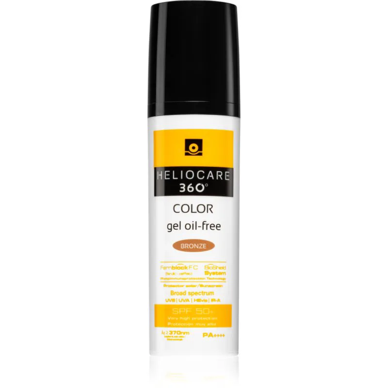 Heliocare 360° Color Gel Oil-Free προστασίας με χρώμα με υφή τζελ SPF 50+ απόχρωση Bronze 50 ml