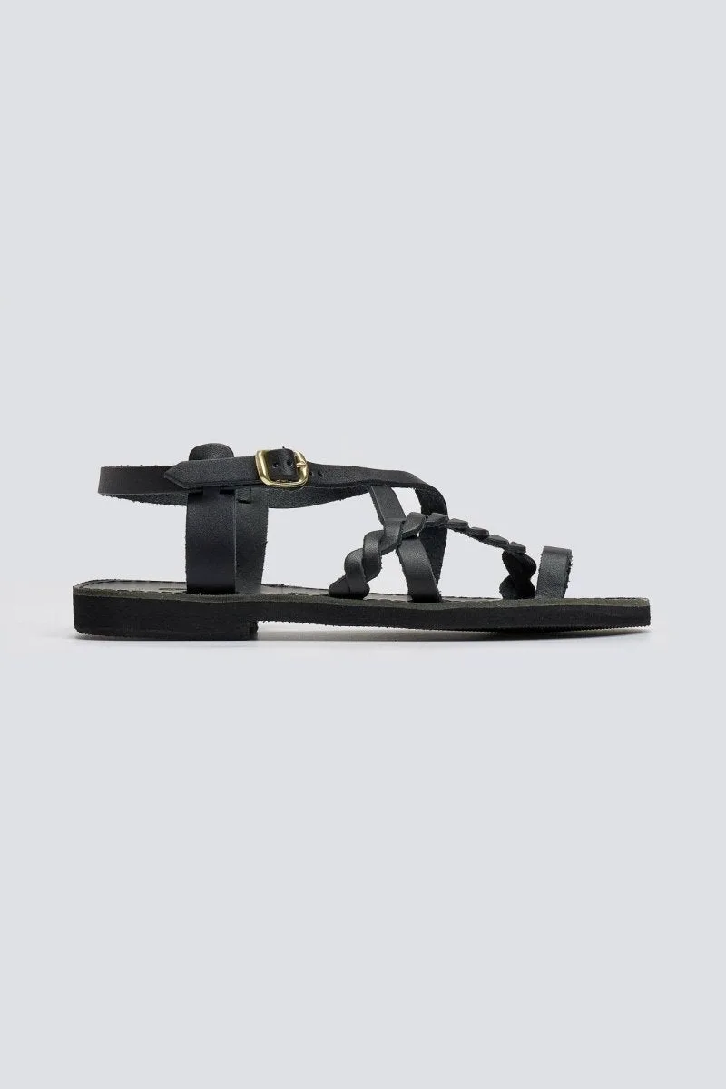 Estil Leather Sandals with Straps - 122 - Black