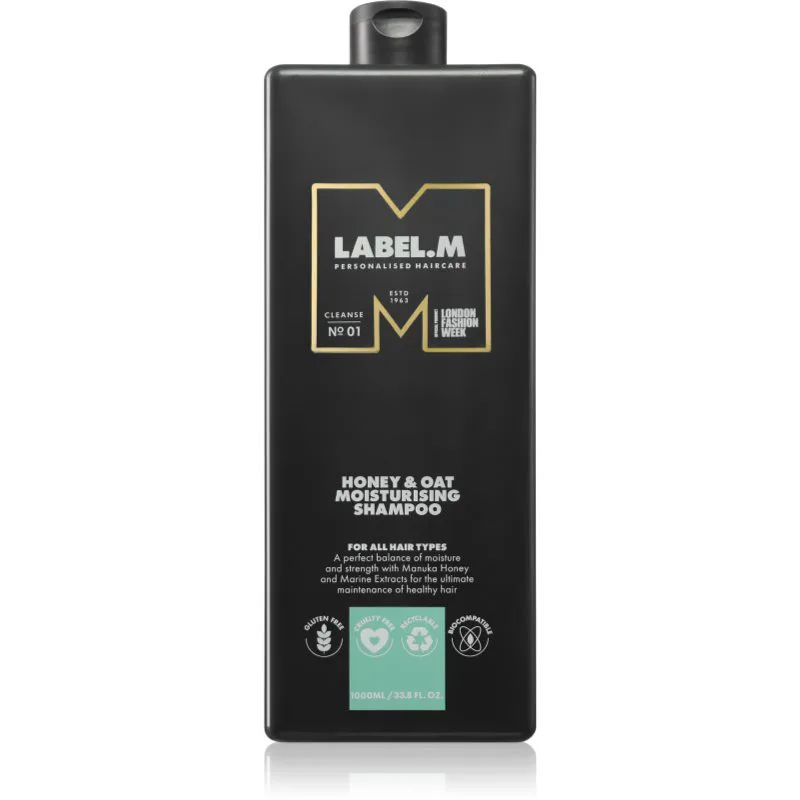 label.m Honey & Oat ενυδατικό σαμπουάν για καθημερινή χρήση 1000 ml