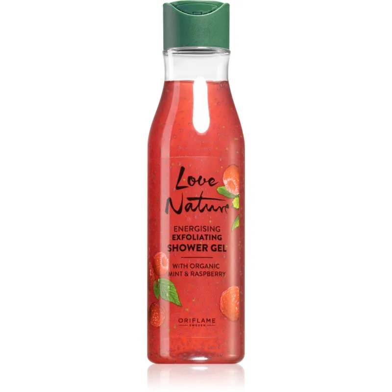 Oriflame Love Nature Organic Mint & Raspberry απολεπιστικό τζελ για μπάνιο 250 ml