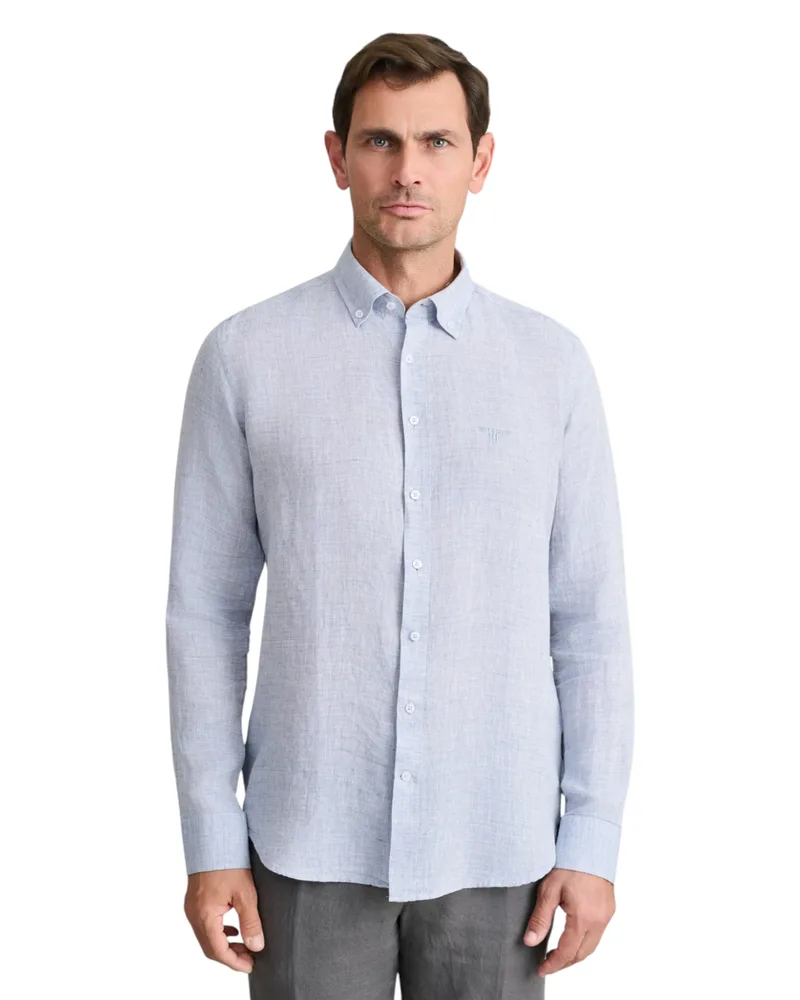 Navy & Green Ανδρικό Πουκάμισο Μακρυμάνικο Λινό 24NG.B396/1B SMOKY BLUE
