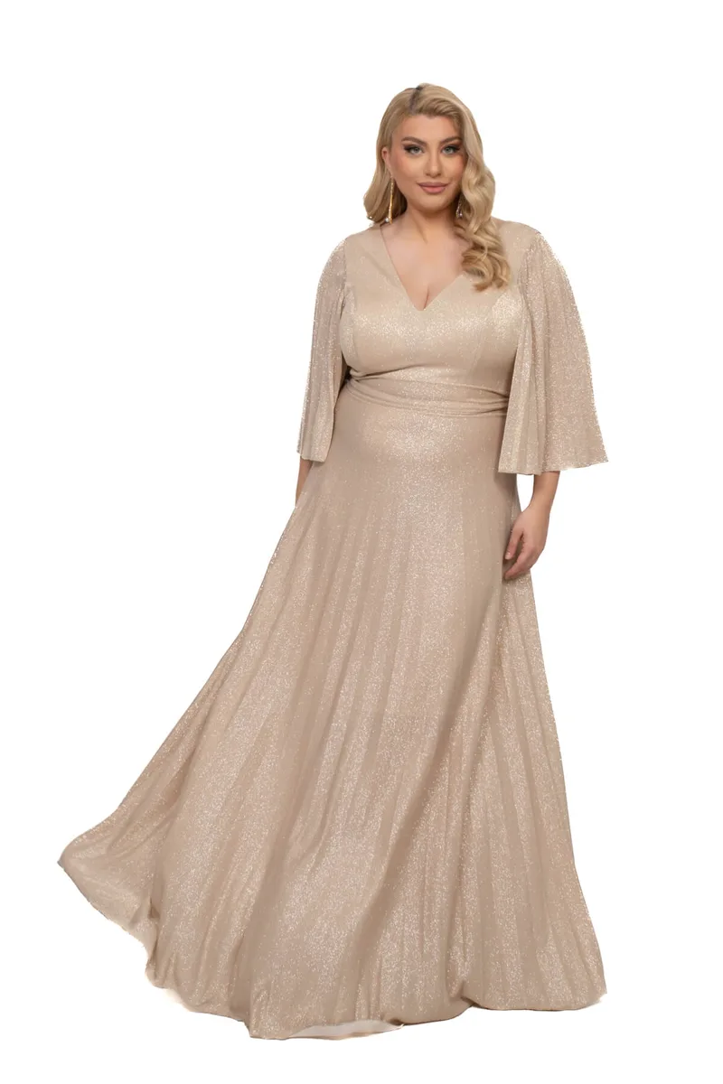ΦΟΡΕΜΑ PLUS SIZE GLOSSY ΜΑΚΡΥ ΧΡΥΣΟ