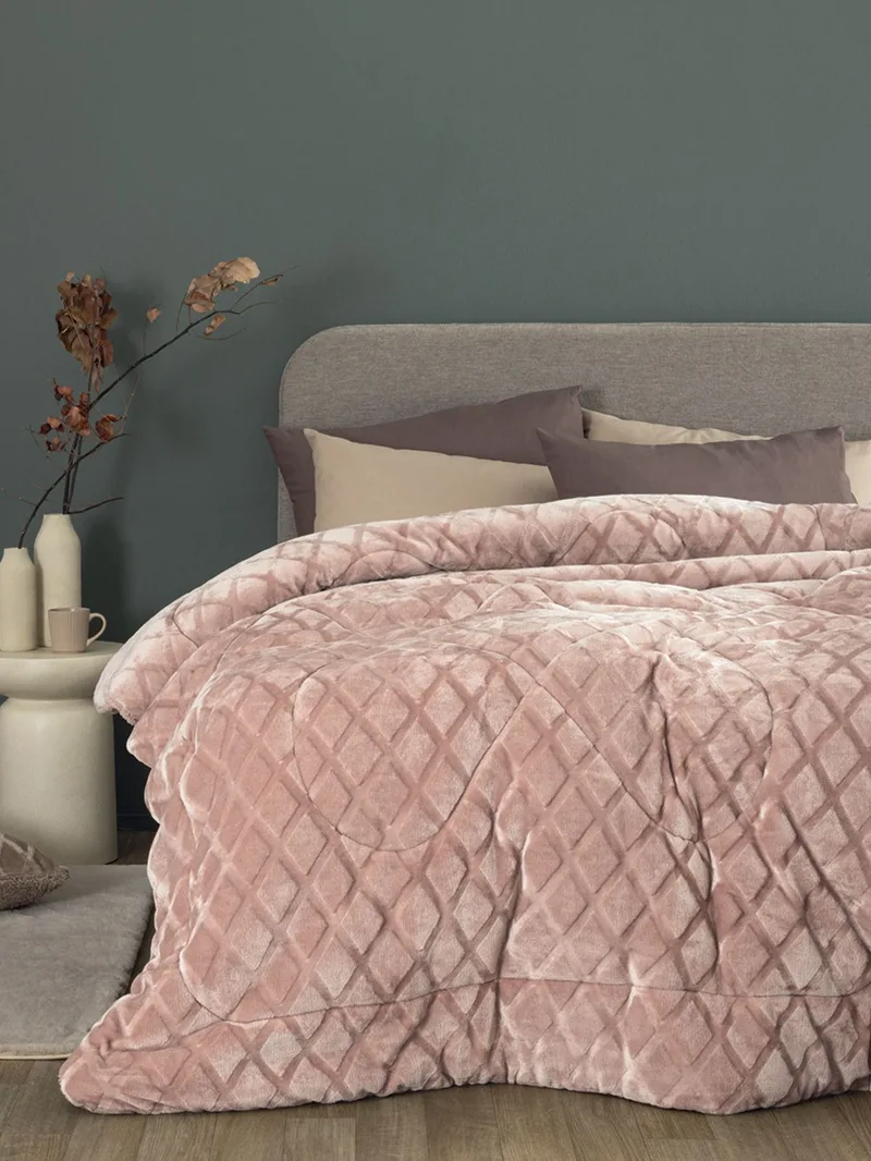 Κουβερτοπάπλωμα Μονό με Γούνα Sherpa Palamaiki Nadine/5 Ροζ 160x240