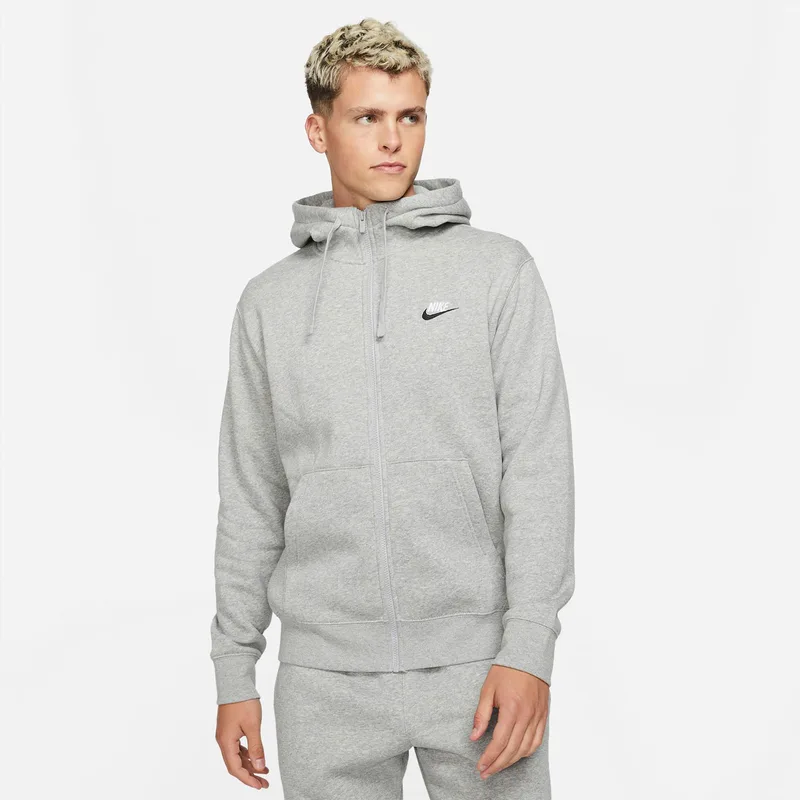 NIKE SPORTSWEAR CLUB FULL ZIP HOODIE ΓΚΡΙ