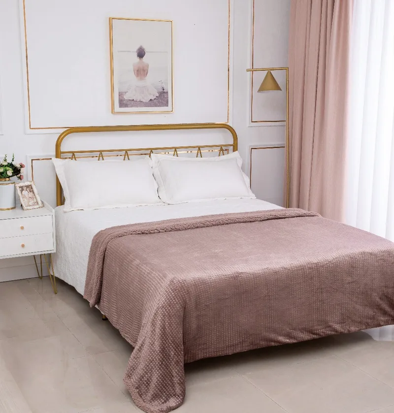 Κουβέρτα με Sherpa Μονή Silk Fashion Damask Syklamen 170x220