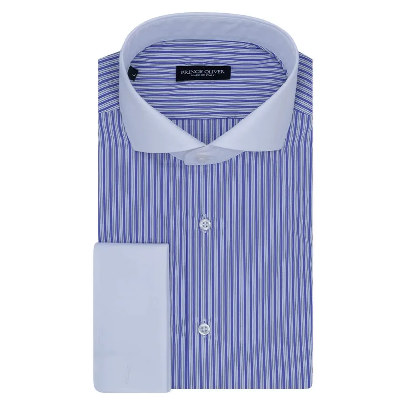 Superior Πουκάμισο Λευκό/Μώβ Ριγέ 100% Fine Cotton (Modern Fit)