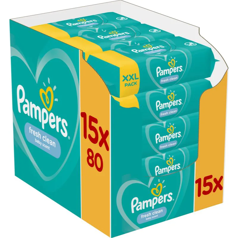 Pampers Fresh Clean υγρά μαντηλάκια καθαρισμού για παιδιά για ευαίσθητο δέρμα 15x80 τμχ