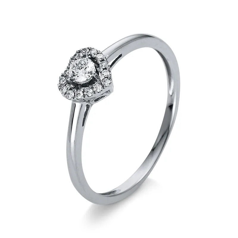 Diamond Group Μονόπετρο Δαχτυλίδι Καρδιά με Διαμάντια Brilliant από Λευκό Χρυσό 18 Καρατίων DDX427