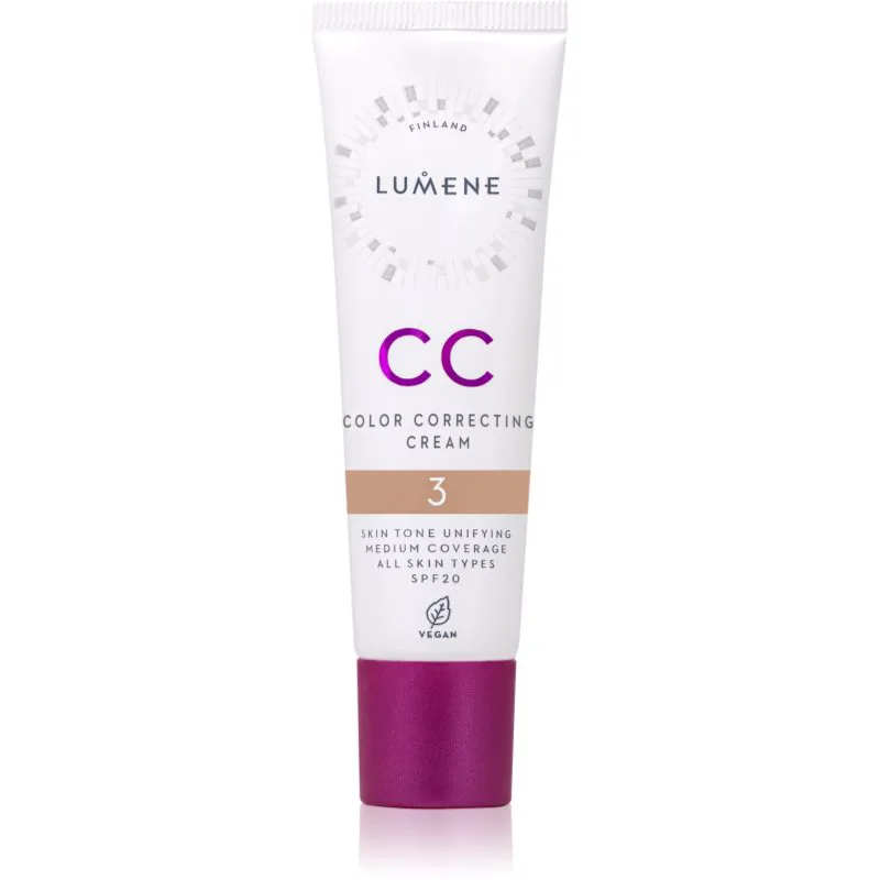 Lumene CC Color Correcting Cream CC κρέμα για ομοιόμορφο τόνο της επιδερμίδας SPF 20 απόχρωση 3 (Warm) 30 ml