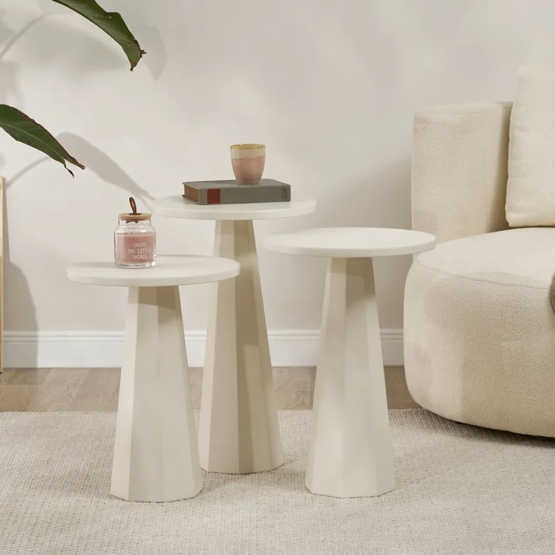 Σετ Βοηθητικά Τραπεζάκια Lilyum (57 + 52 + 47) - White 313Rtx1147 (35x57x35 cm)
