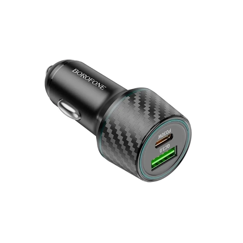 Borofone Brilliant Double Car Charger 1x USB QC 1x USB-C 48W Black (BZ21)
