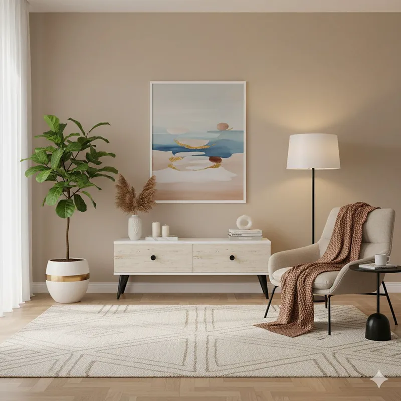 Έπιπλο Τηλεόρασης Mona 120 - White, Travertine 555Chm1128 (120x40,5x32 cm)