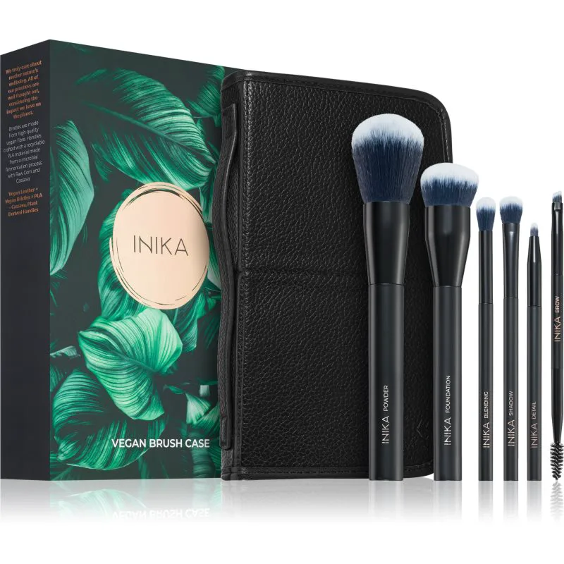 INIKA Organic Brush Case With Brushes σετ με πινέλα με θήκη 1 τμχ