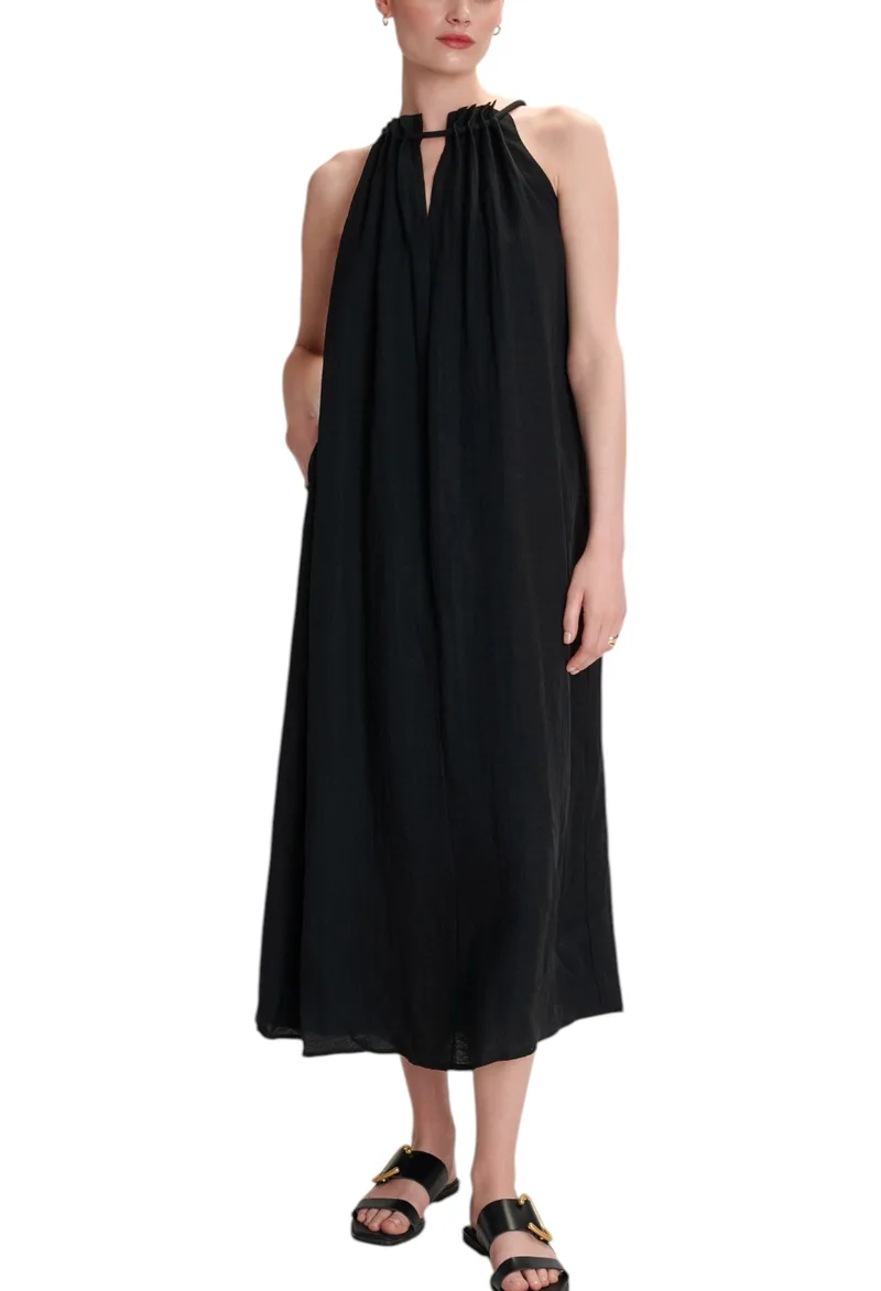 Φόρεμα Ale Μάξι Με Δέσιμο 8920743-BLACK Γυναικείο