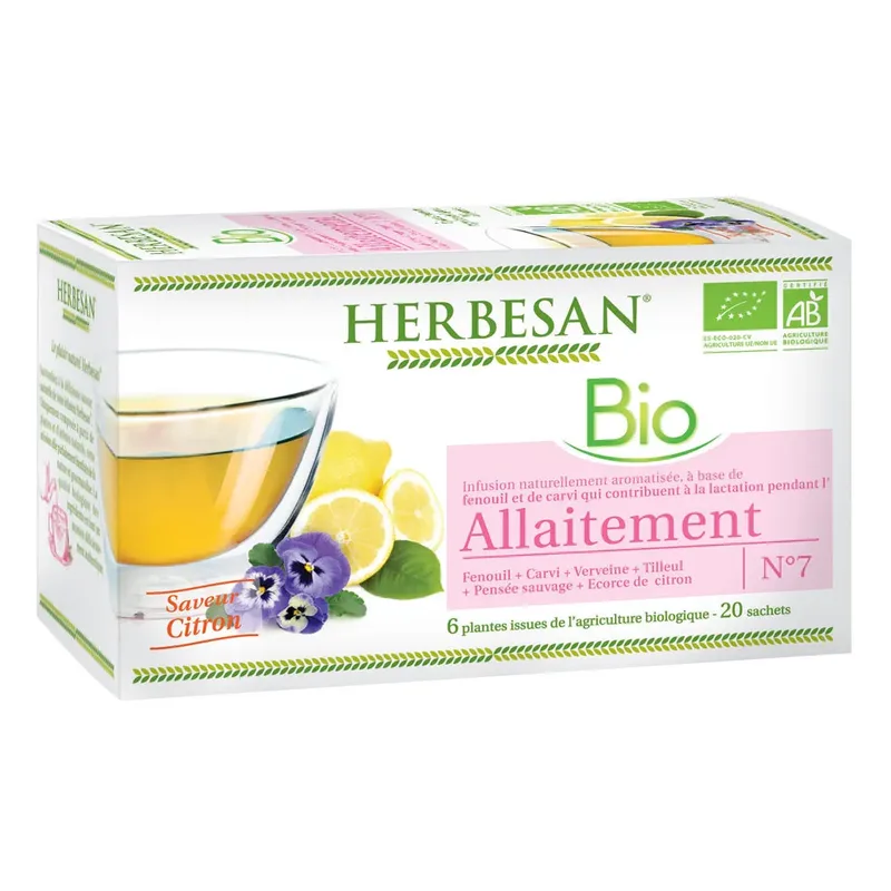 Herbesan Fennel Caraway Infusion Organic Breastfeeding Lemon Flavor 20 sachets