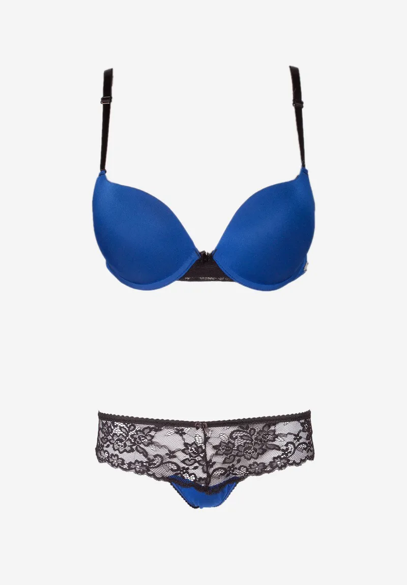 Σετ σουτιέν Soft Push Up με Brazil 8038-Μπλε