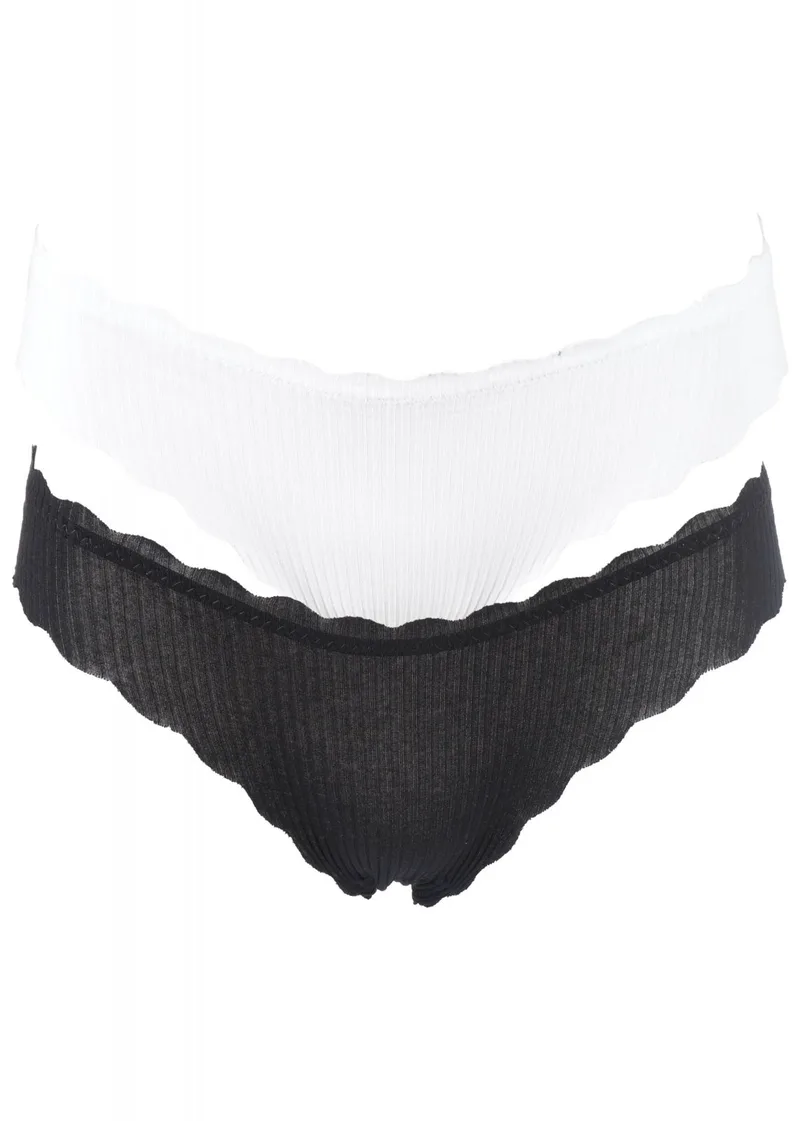 Γυναικείο μονόχρωμο slip. Cotton Collection .Συσκευασία 2pack ΜΑΥΡΟ ΛΕΥΚΟ