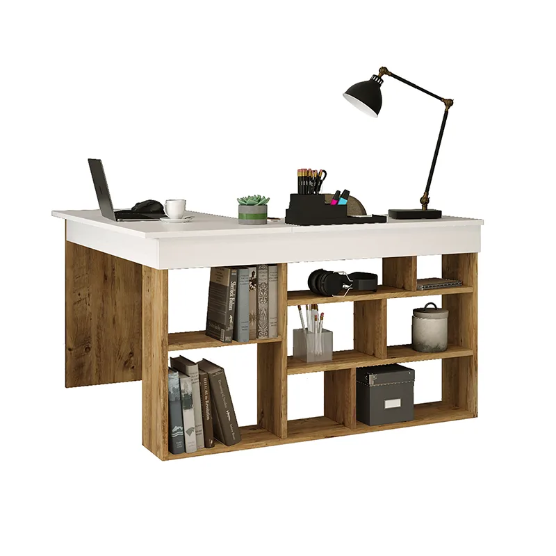 Γραφείο γωνιακό Rosaline pakoworld λευκό-oak 120x129x72εκ - PAKO WORLD - 176-000010