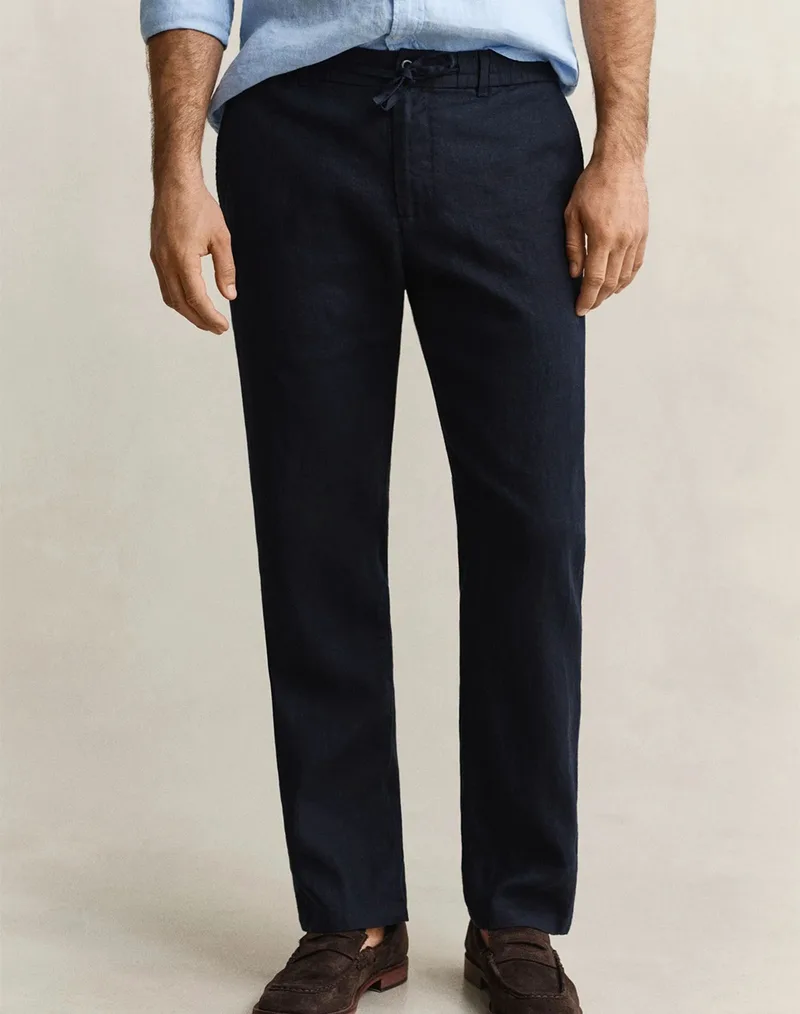 GANT ΠΑΝΤΕΛΟΝΙ REG LINEN DS PANTS REG LINEN DS PANTS 3G1504040-433 DarkBlue