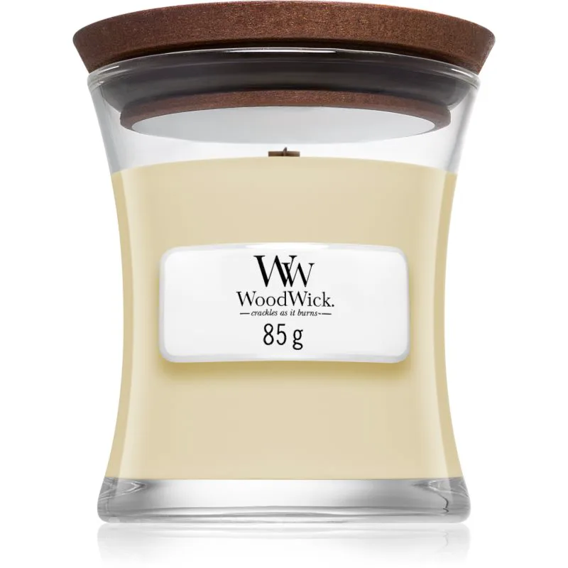 Woodwick White Teak αρωματικό κερί με ξύλινο φιτίλι 85 γρ