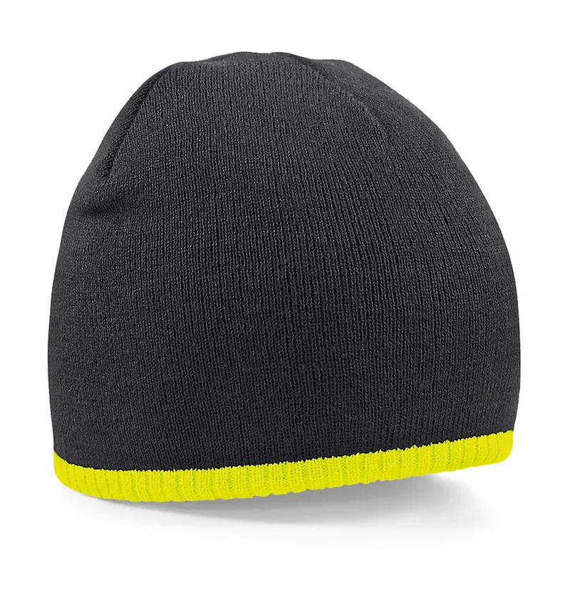 Σκούφος Beanie Beechfield B44c Black/Fluorescent Yellow