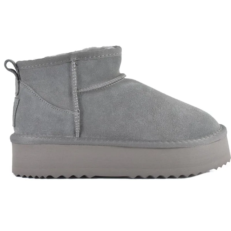 Γκρι δίπατο δερμάτινο Australian Boot Kelara 41209