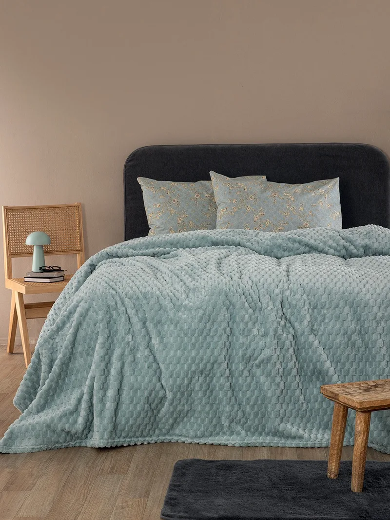Κουβέρτα Fleece Υπέρδιπλη Palamaiki Aster Jade 220x240