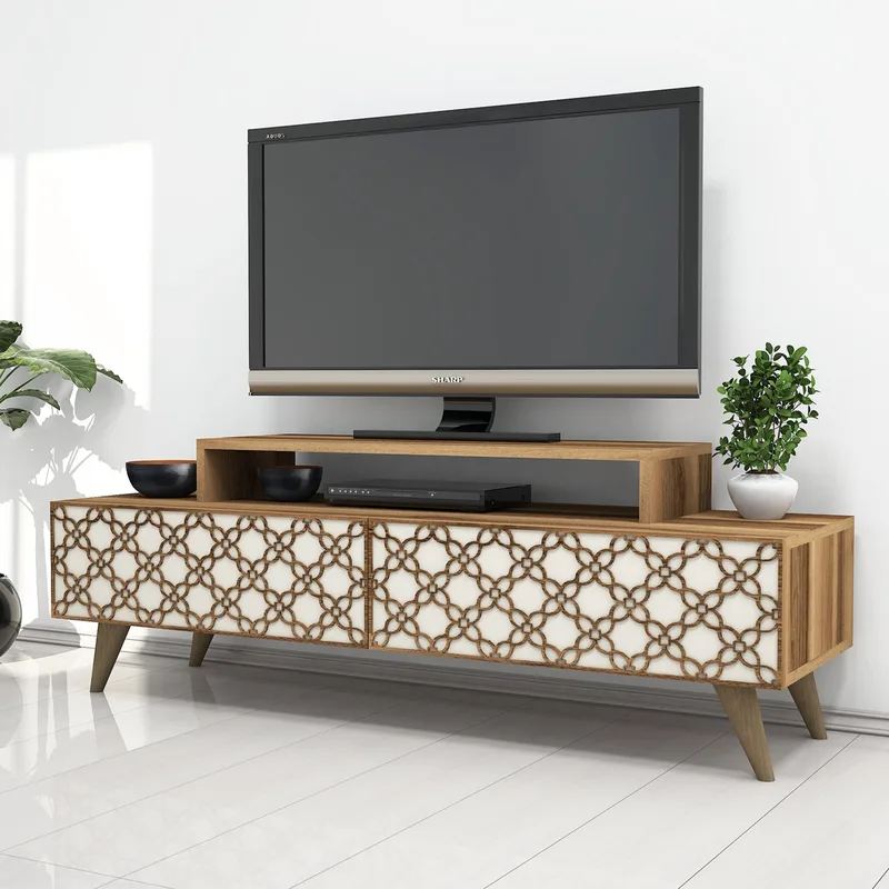 Βάση Τηλεόρασης City - Walnut, Cream 845Hct3020 (140x48,8x41,8)