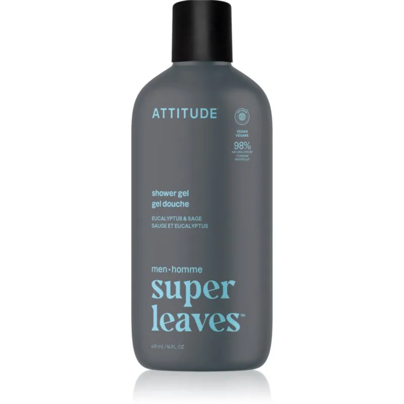 Attitude Super Leaves Men Shower Gel τζελ για ντους για άντρες Eucalyptus & Sage 415 ml