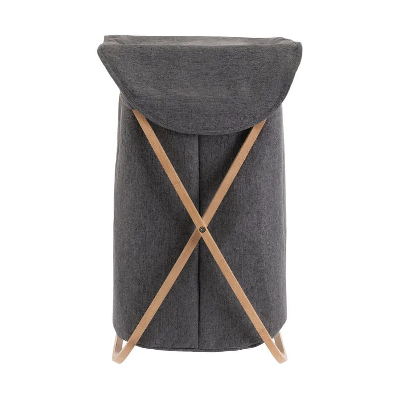 Καλάθι Απλύτων Πτυσσόμενο Bamboo-Polyester Γκρι Essentials Estia 40x40x70εκ. 02-13158 (Ύφασμα: Polyester, Υλικό: Bamboo, Χρώμα: Γκρι) - estia - 02-13158