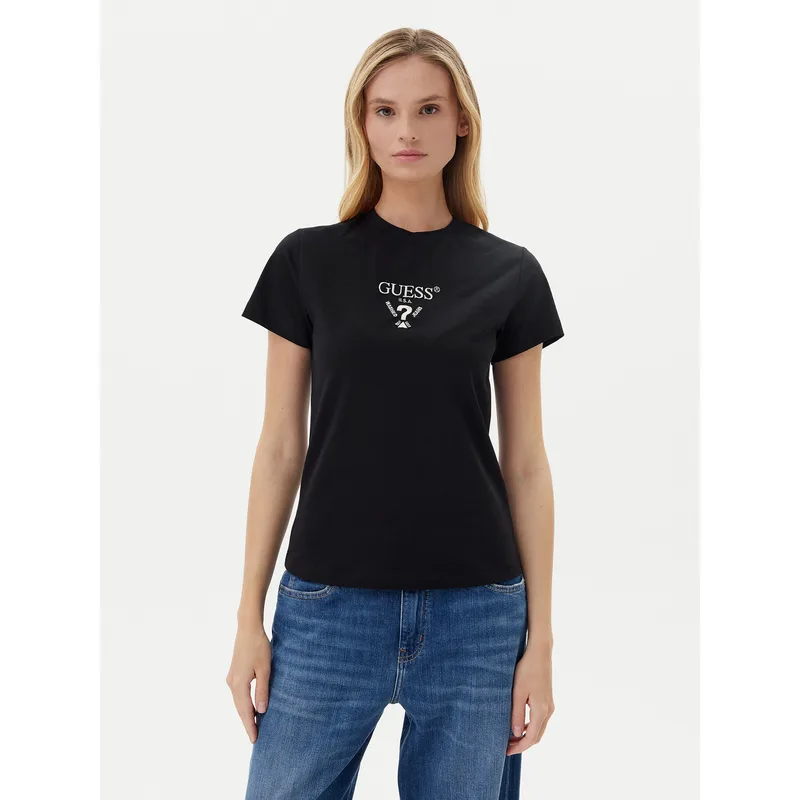 Guess T-Shirt V4YI21 KCDH1 Μαύρο Slim Fit
