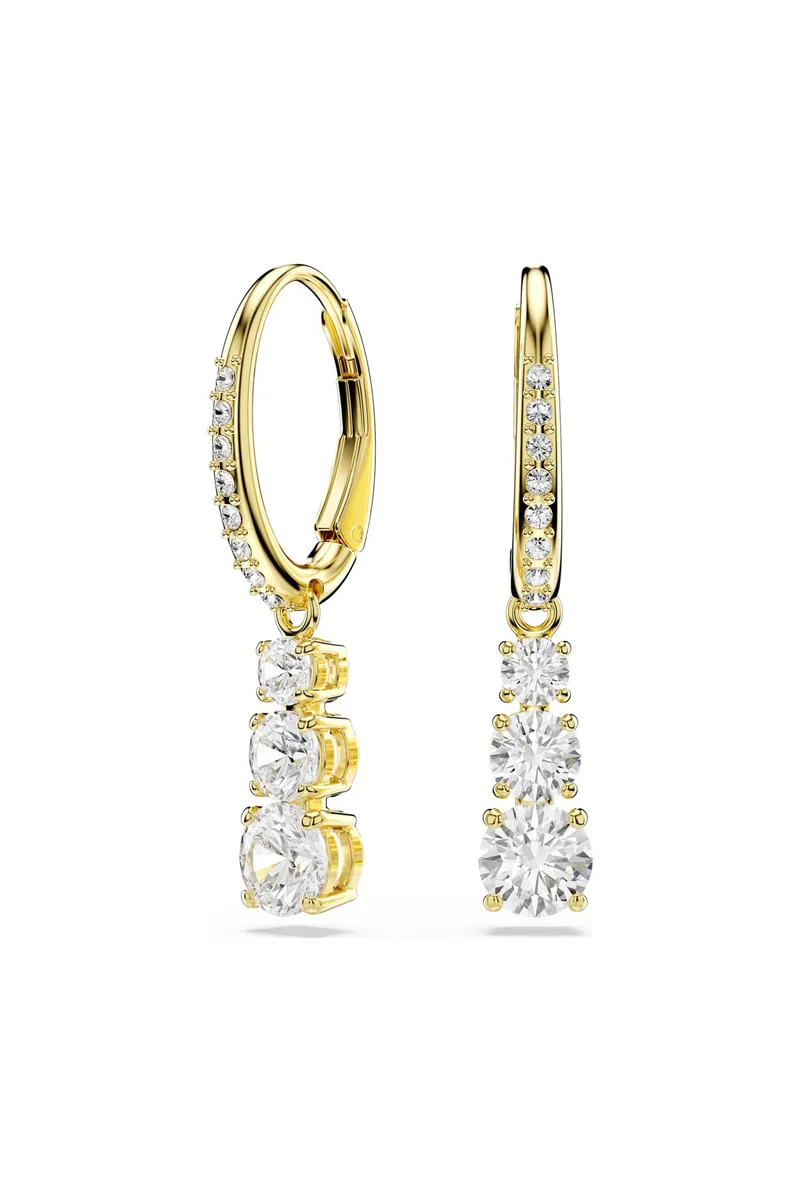 Swarovski γυναικείοι κρίκοι στρογγυλή κοπή, λευκά, επιμετάλλωση σε χρυσαφί τόνο "Stilla Attract" - 5723300